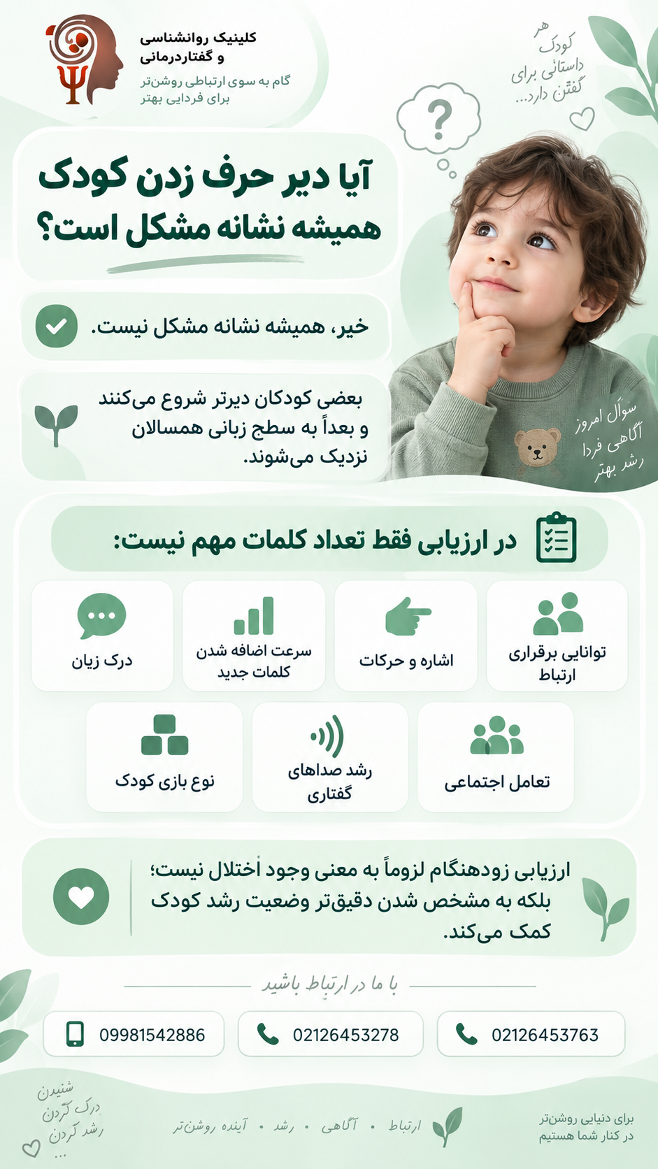آیا دیر حرف زدن کودک همیشه نشانه مشکل است؟