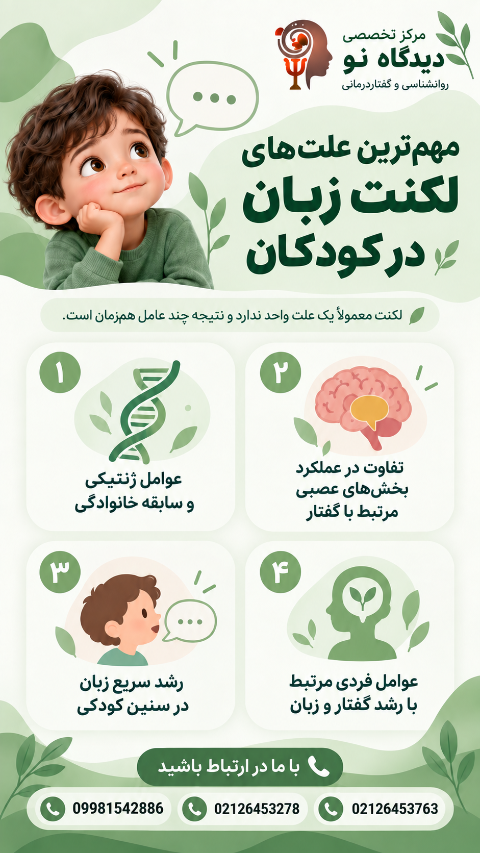 مهمترین علت های لکنت زبان در کودکان